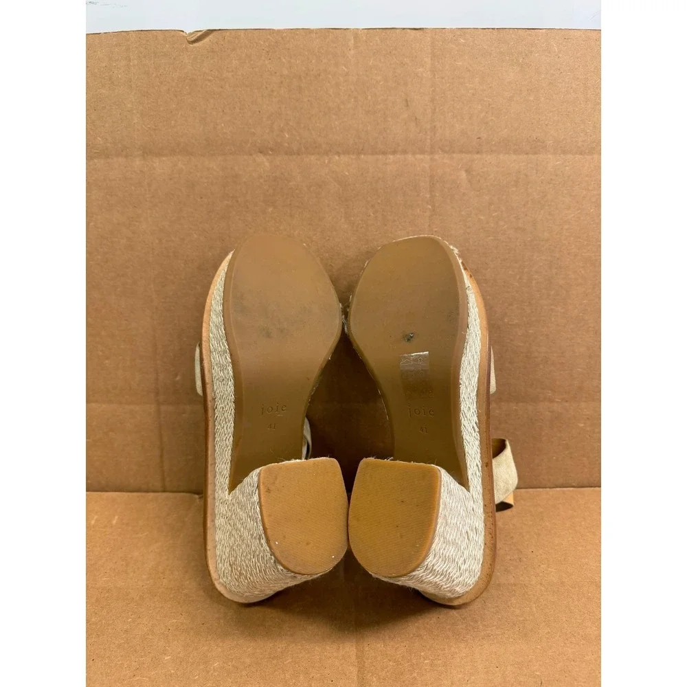Joie Tanglee Suede Platform Espadrille Wedge Sandals Tan Womens Size 41 EU